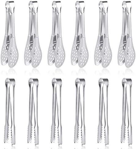 12 Pack Premium Small Serving Tongs, Dmoera Mini Stainless Steel Appetizer Tongs, 5Inch,5.2Inch(12.7cm)