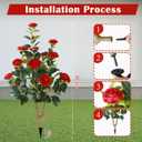 Sunnyglade 2 Packs 35.5" Artificial Camellia Tree, Faux Red Camellia Flowers Plant with Spike, Fake Greenery Tree for Spring Home Front Door Outdoor Indoor Decoration (Red)
