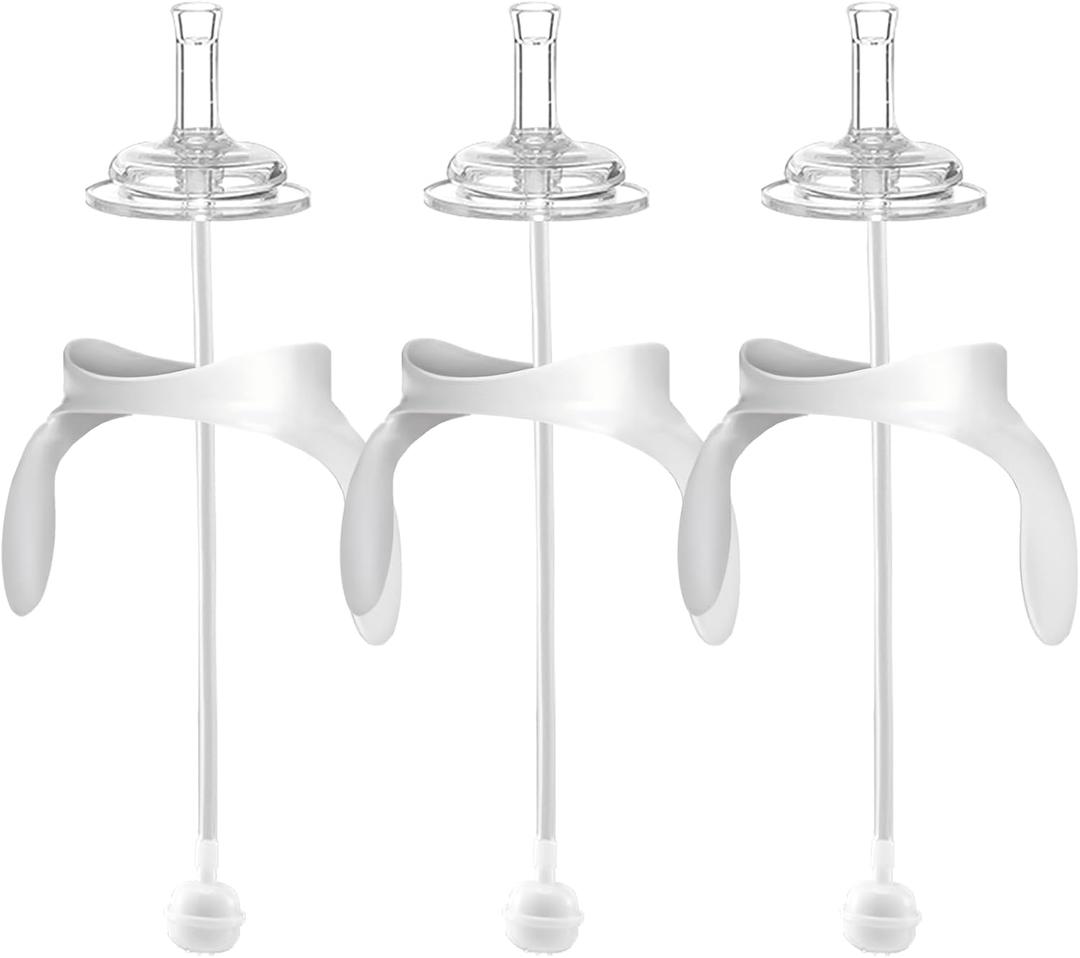 Straw Sippy Cup Conversion Kit for Philips Avent Anti-Colic Baby Bottles, Soft Top and Weighted Ball Transition with Handles Converter 8m+, Set of 3