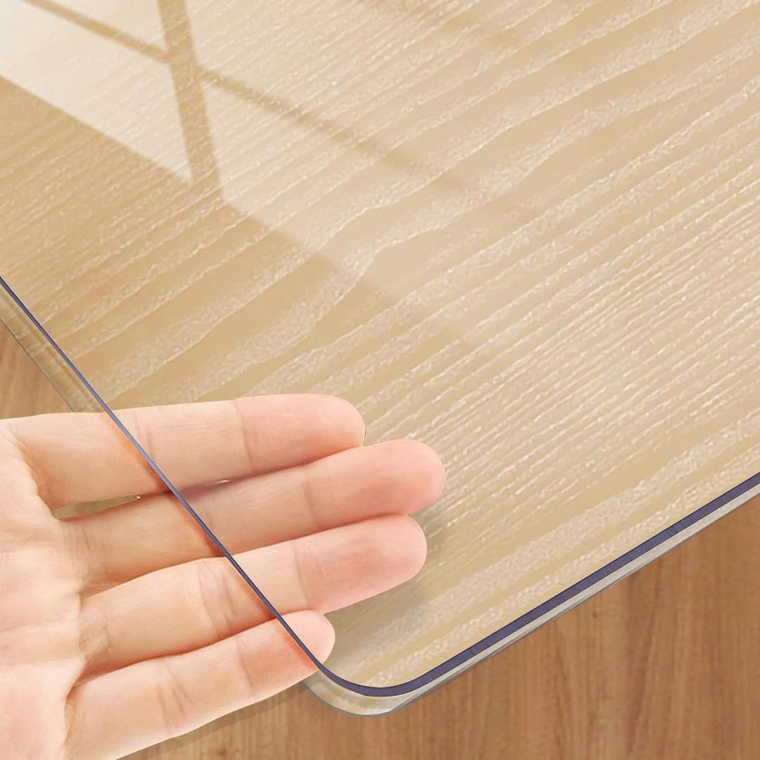 Kasepie 2MM Vinyl Tablecloth Clear Table Cover Protector - 28x48in Heavy Duty Chair Mat for Carpet, Non-Slip Rectangle Table Cloth Office & Home Use (2MM 28x48in TM)