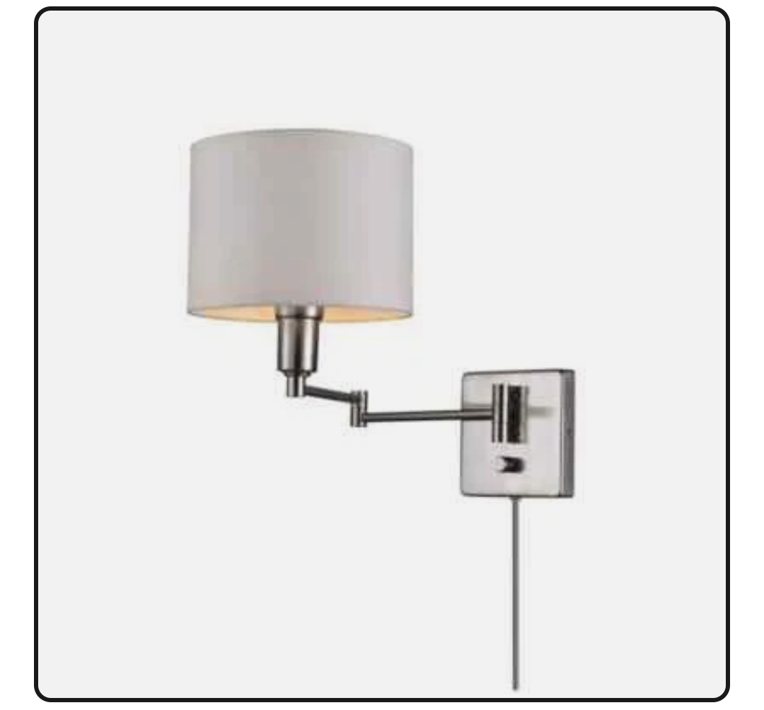 Globe Electric Anderson 1-Light Brushed Steel Plug-In or Hardwire Wall Sconce