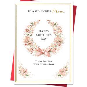 2 x IDU Mothers Day Card for Mom,Happy Mothers Day Cards Gifts from Daughter Son,Mothers Day Gifts Card for Mom