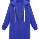 Women's Zip Up Long Hoodies Oversized Long Sleeve Drawstring Hooded Sweatshirts 2025 Fall Fleece Jackets with Pockets size, Royal Blue, LARGE