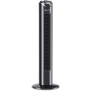 Comfort Zone 32-Inch Oscillating Tower Fan Ultra-Slim Bladeless Design with 3 Speeds, 90 Wide Oscillation & Built-in Carry Handle Quiet Portable Standing Fan for Bedroom, Home, or Office, Black