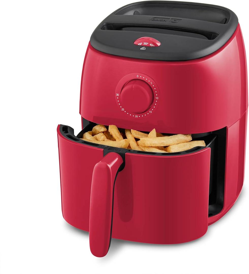Dash Tasti-Crisp Air Fryer - AirCrisp Technology - Compact Design with Adjustable Temperature Control - Nonstick Fry Basket & Auto Shut-Off Feature - 2.6 Quarts - Red