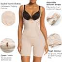 SHAPERX Women's Shapewear Bodysuit Smoothing Tummy Control Body Shaper with Adjustable Straps Comfortable Mid-Thigh Shorts (Beige, XL)