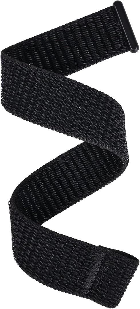 Watchband Compatible with Garmin vivosmart HR/HR+ Replacement Bands - Woven Nylon Strap with Hook and Loop ((10#) Dark Black)
