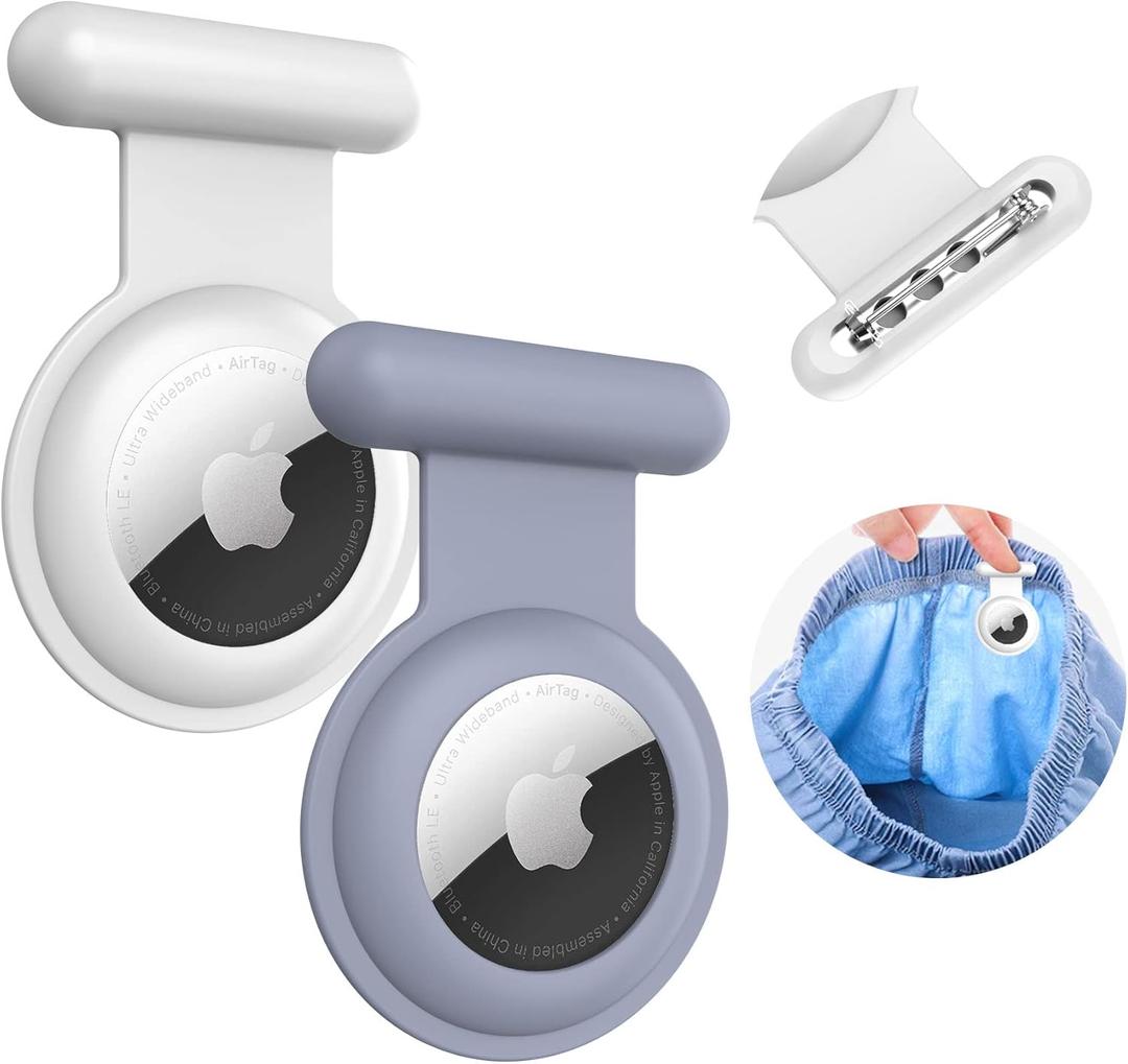 2 x Apple AirTag Holder 2-Pack - Hidden Kids GPS Tracker Case, Suitable for Children, Elderly, Backpack, Luggage (grey-White)