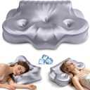 Cervical Pillow for Sleeping, Contoured Memory Foam Pillow for Neck Support, Ergonomic Pillow for Side, Back and Stomach Sleepers, Dual-Height Design with Breathable Pillowcase,Grayish Purple, 23.62"Lx15.75"Wx"4.72"/5.51"H