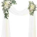 Wedding Arch, Artificial Flowers, Wedding Decor with Drapes (Set of 4)Be Suited to Banquet, Party, Wedding Decor Ceremony and Background Decoration (White)