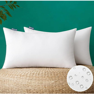 MIULEE Pack of 2 16x24 Inch Outdoor Pillow Inserts Waterproof Decorative Throw Pillow Insert, Rectangle Lumbar Garden Pillow Form for Patio Sofa Couch