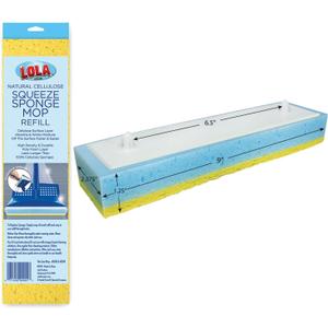 LOLA Squeeze Sponge Mop Refill - w/Foam & a Natural Cellulose Layer, Absorbs and Wicks Moisture, only Fits LOLA Brand Sponge Mop, 9 Head