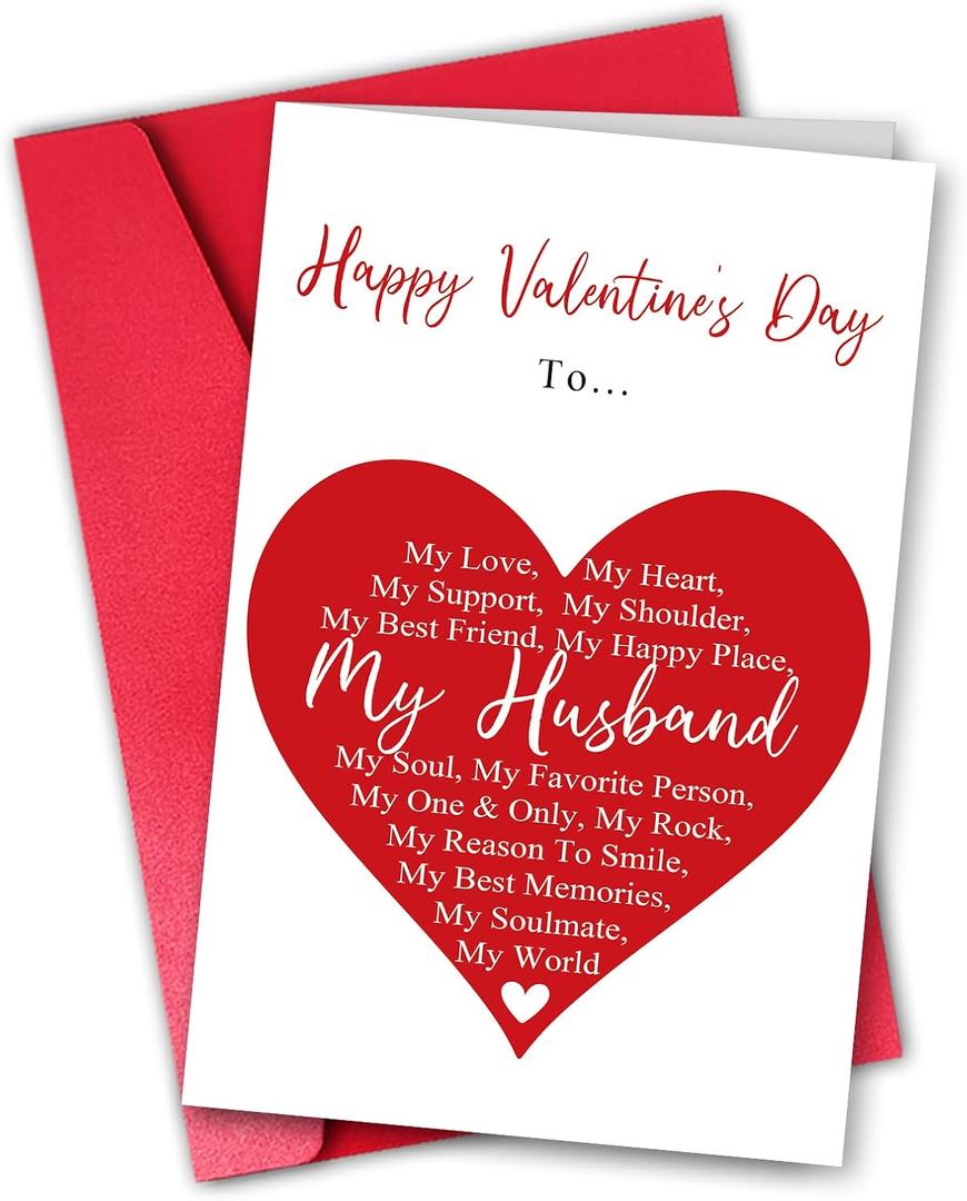 8 x Octliff Sentimental Valentines Day Card for Husband, Romantic Soulmate Spouse Anniversary Card for Him My Best Friend Love Support (#005)