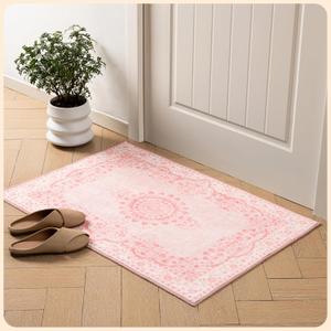 Istana 2x3 Area Rug - Pink Boho Rugs for Living Room 2x3 - Foldable Small Rugs for Bedroom - Stain Resistant Washable Rug Non Slip - Eco-Friendly Area Rugs Indoor