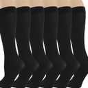 Different Touch 6 Pairs Pack Women Stretchy Spandex Trouser Socks Opaque Knee High (Size 9-11, Black)