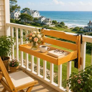 Folding Balcony Table Wall-Mounted Wooden, Large