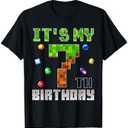 Birthday Boy Shirt It's My 7th Birthday Video Game Pixel T-Shirt, Size Medium 