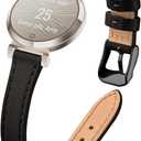 Slim Leather Band for Garmin Lily 2 Active Women, Top Grain Genuine Leather Strap Thin Watch Wristband (Black)