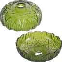 Glass Lamp Shades,Vintage Green Shade 9.4in E26 Flower Shape Replacement Lampshade for Floor, Wall, Pendant, Vanity Light 2Pcs