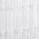 White Ruffle Shower Curtain with Handmade Bow Tie, Linen Vintage Farmhouse Shower Curtain for Bathroom, 72" W x 72" H