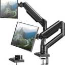 Dual Monitor Arm Desk Mount Fits 13 to 32 inch Computer Screens, Holds 4.4 to 22lbs Display VESA Mount, Adjustable Double Monitor Stand with Clamp/Grommet Base, 75/100mm Bracket, Black, Freelift