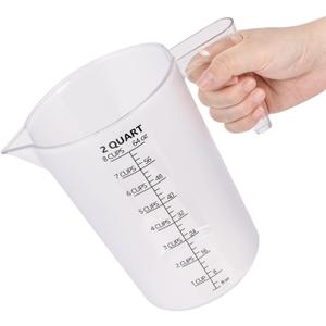Food-Grade Plastic Measuring Pitcher  64 Ounce & 8 Cups Measuring Cups with Handle for Liquid, Motor Oil, Pool & Lawn Chemicals, Dilution, Soap Mixing, Brewing, Commercial & Kitchen Use(2000ml)