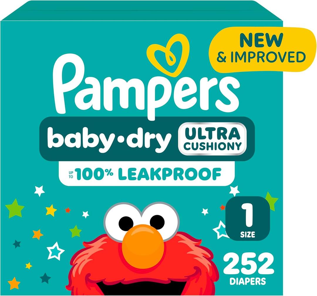 Pampers Baby Dry Diapers, Size 1, 8-14 lbs, 252 Count, Absorbent Disposable Diapers