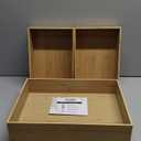 3-Piece Large Bamboo Storage Box Set, 3.1 in High Stackable Deep-Drawer Organizer for Kitchen Cutlery, Cookware, Utensils & Knives, Exquisite Durable Lidless Wooden Bin (14.6"x10.2"*1+10.2"x7.3"*2)