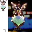 HUYIENO Solar Angel Garden Stake Lights 38inch Colored-Painted Outdoor Waterproof Memorial Garden Decor 2 Lighting Modes Cemetery Decorations for Grave for Remembrance Gifts & Sympathy Gifts Dress