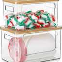 Hudgan Trash Bag Dispenser Under Sink, 2 in 1 Garbage Bag Holder Dishwasher Pods Organizer for Kitchen Pantry Laundry Room