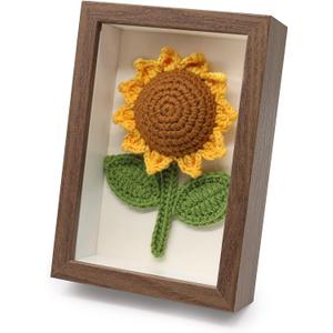 Marvogo Crochet Bouquets Photo frame, crochet sunflower, Hand-Knitted Yarns to Make Sunflower Photo frame,Home & Office for Wall Wall Decor,Desktop decoration, Pack of 2