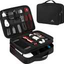 MATEIN Electronics Organizer Travel Case, Water Resistant Cable Organizer Bag for Travel Essentials, Gifts for Men, Storage Bag as Accessories for Phone, Cord, Tablet, Black (Medium, Antique Black)