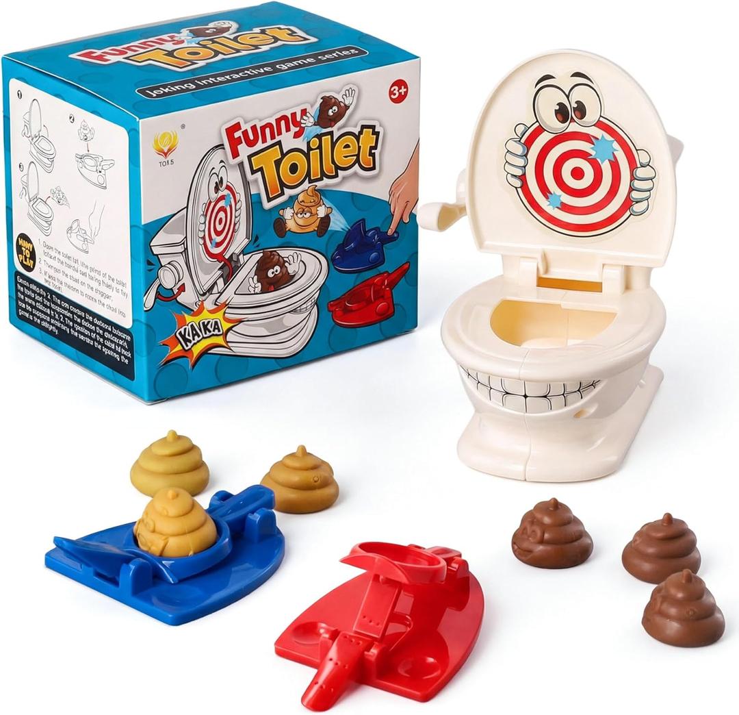 Shoot The Poop Game Toy Set, Interactive Toilet Game for Kids Families, Funny Fast-Action Poop-Launching Game for Ages 3+ Silly Humor Poop Toy for Friends Christmas Birthday Party Spoof Gifts