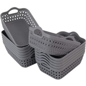 12-pack Small Plastic Tray, Desktop Storage Trays, Grey