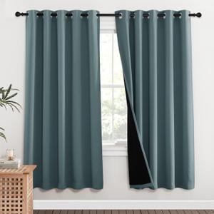 NICETOWN 100% Blackout Window Curtain Panels, Cold and Full Light Blocking Drapes with Black Liner for Nursery, 84 inches Drop Thermal Insulated Draperies (Aqua, 2 Pieces, 62 inches Wide Each Panel) (62"W x 84"L (Pack of 2), Greyish Blue) NICETOWN 100% Blackout Window Curtain Panels, Cold and Full Light Blocking Drapes with Black Liner for Nursery, 84 inches Drop Thermal Insulated Draperies (Aqua, 2 Pieces, 62 inches Wide Each Panel) (62"W x 84"L (Pack of 2), Greyish Blue)