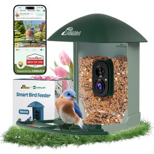 Smart Bird Feeder with 4MP HD Camera, Birdwatching Camera with Free AI Identify Birds & Solar Panel for Outdoors, Auto Video Capture & Instant Notifications, Green (Green)