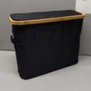 Toilet Paper Storage Basket with Lid, Bamboo Toilet Paper Storage Holder Stand Organizer for Bathroom, Toilet Paper Storage Box Container with Handle, Tissue Storage Bin for Small Place Closet, Black