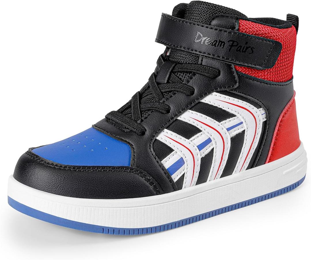 DREAM PAIRS Boys Girls Sneaker High Top Basketball Shoes Kids LilLegends JuniorFly Jumpers Sports Shoes for Athletic School Gym (4 Big Kid, Blue/Black/Red)
