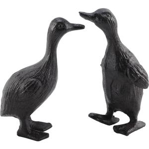 Cast Iron Duck Statue Set of 2, Heavy Duty Small Cute Duck Statuary Ducks Decor for Garden Desktop Farmhouse Figure Home Decoration