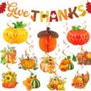 Fall Thanksgiving Decorations Banner for Party - Fall Office Decorations for Work - September Thanks Giving Decor Set - Autumn Festival Give Thanks Decor Kit - Orange