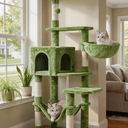 Hey-brother Cat Tree, Multi-Level Sisal Covered Scratching Posts, MPJ050GR
60.6 Inches Tower with Condo, Large Hammock, Top Perch, Toy Ball for Indoor Multi-Cats Households, Green
