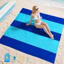Aroveea Beach Blanket Waterproof Sandproof 1-7 Adult Oversized 78 ''  81 '' Lightweight Durable Compact Sand Free Beach Mat for Travel Camping Hiking Picnic Blanket (2blue)