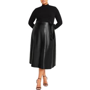 City Chic Women's Plus Size Dress - Lola Mixed Media, 20 Black