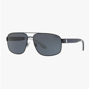 Ralph Lauren PH 3112 930387 Matte Blue Navy Metal Pilot Sunglasses Grey Lens