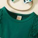 Noubeau Infant Baby Girl St.Patrick's Day Dress Ruffle Long Sleeve Romper Top Lucky Clover Print Skirt Outfits+Headband