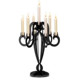 AIM & GGKK 7 Arm Black Metal Candelabra Candle Holders Elegant Taper Candle Holders, Classic Candlestick Holder, Decorative Candelabra Centerpiece for Table & Home Decor