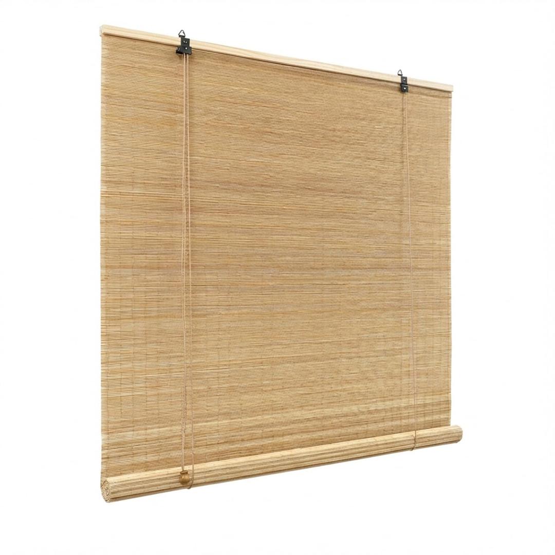 Lignity Bamboo Blinds for Interior Windows, Custom Roll Up Shades 23"W x 48"H