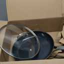Blue Diamond 12" Nonstick Frying Pan with Lid, Diamond Infused PFAS & PTFE-Free Ceramic Skillet, Dishwasher & Oven Safe, Stay Cool Handle, Durable Non Toxic Metal Utensil Safe, Glass Lid, Blue