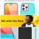 AICase for iPhone 15 Pro Max Case Built-in Stand with Glass Screen Protector,Heavy Duty Drop Protection Full Body Rugged Shockproof Military Protective Tough Durable for iPhone 15 Pro Max 6.7"_3 (Water Blue/hot pink+Glass Protector)