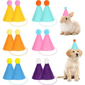 12Pcs Mini Birthday Party Hats for Stuffed Animals Dog Cat Rabbit Puppy Dolls Birthday Decorations